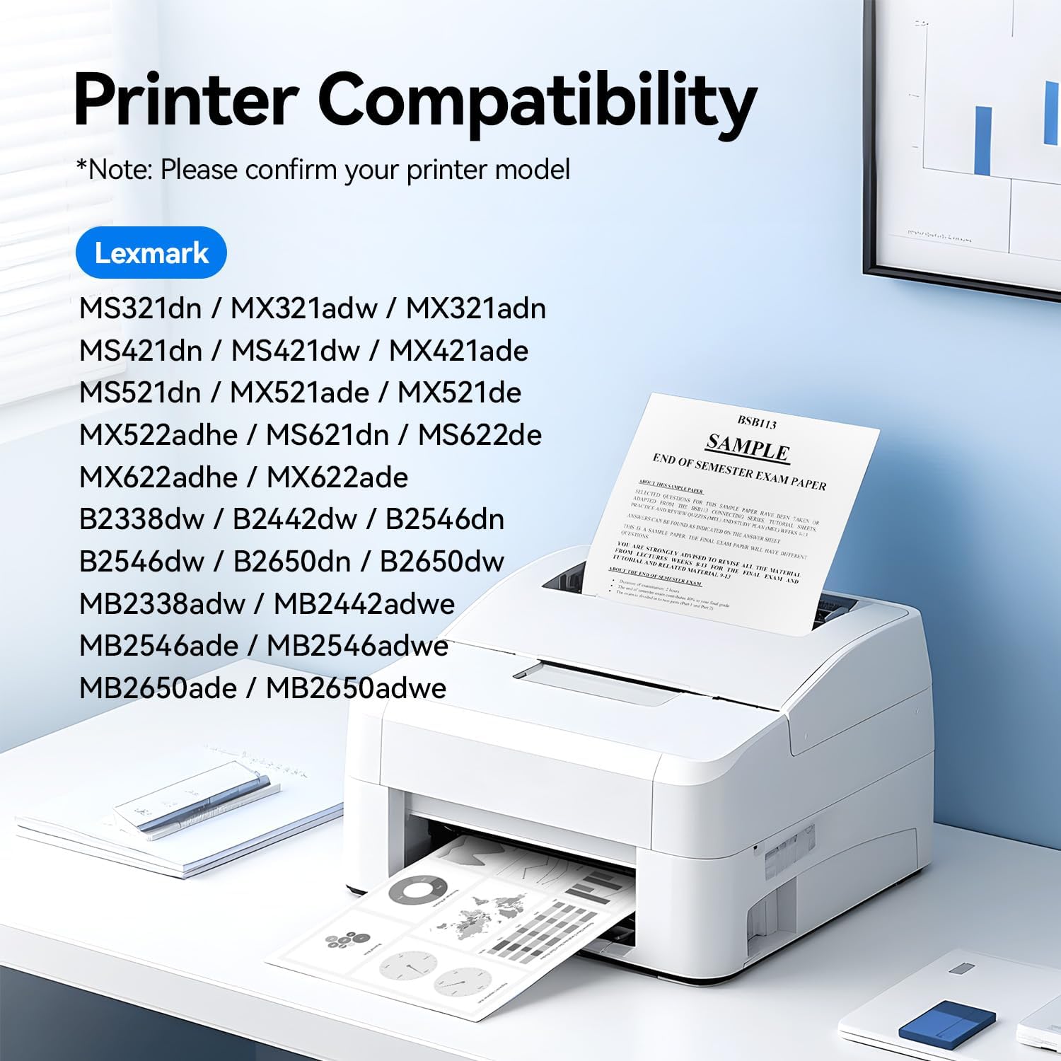 56F0Z00 Imaging Unit Replacement Compatible with Lexmark 56F0Z00 Drum Unit MS321 MS421 MS521 MS621 MX521 MX522 MX622 MS622 MX321 MX421 B2338 B2442 B2546 B2650 MB2338 MB2442 MB2546 MB2650 Laser Printer