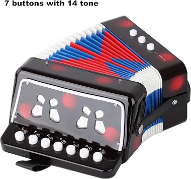 kids Accordion 10 Buttons Keys Toy Accordion MIni Accordian Musical Instrument for Children Beginners (Black)