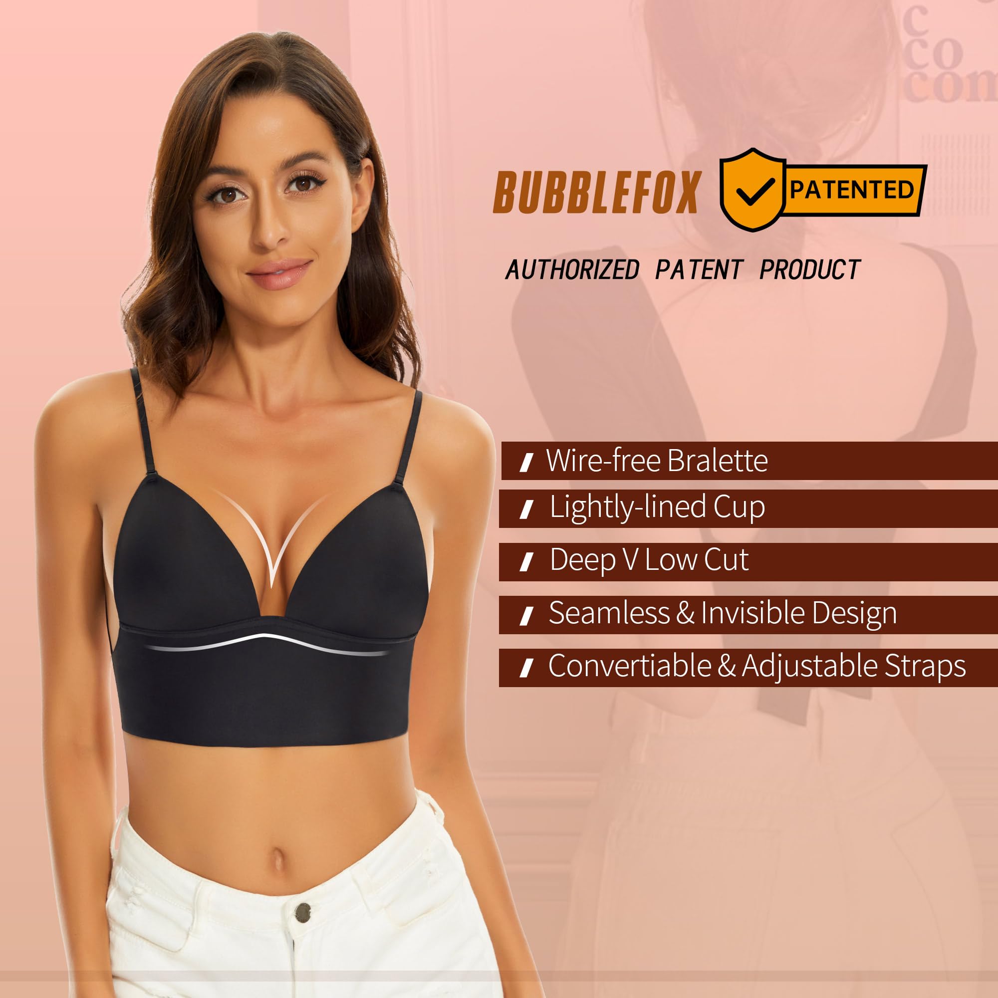 Reggiseni a Schiena Bassa-Reggiseni Senza Schiena a Forma di U con Ferretto Senza Cuciture-Reggiseni Multiway Bretelle per Donna