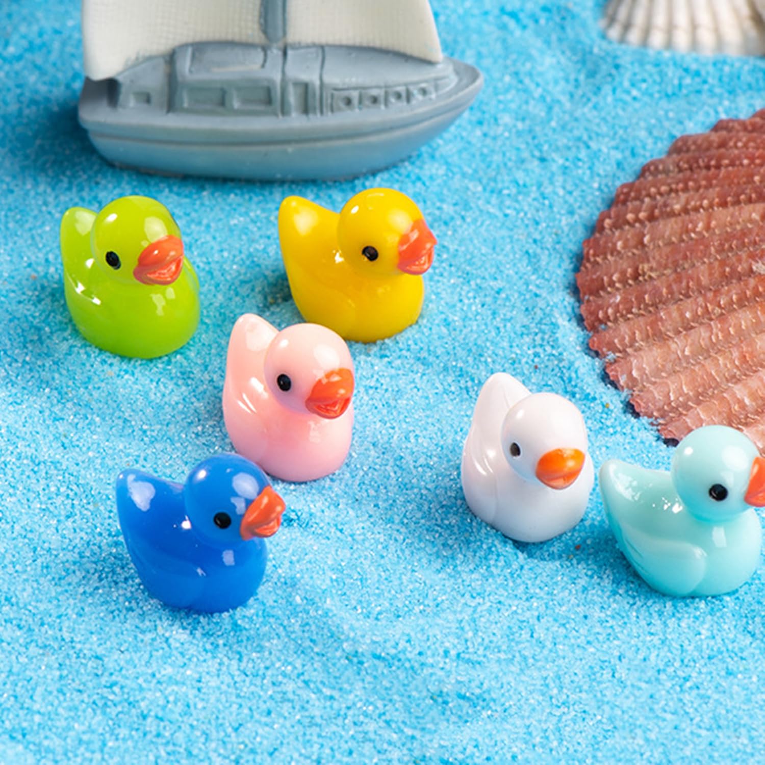 SAHENITEANA Lot De 120 Mini Canards En Résine, 1,8 X 1,6 X 1,2 Cm, Décorations Miniatures Colorées, Adaptées Pour L'aménagement Paysager Miniature, Les Plantes En Pot, La Décoration De Gâteaux, Le