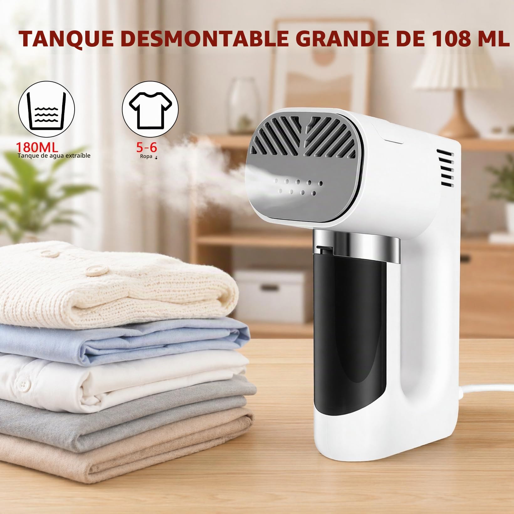 Vaporera con aspiración 3200pa Plancha de vapor | portátil 2-en-1 Combo vaporera y plancha Calentamiento rápido para viaje