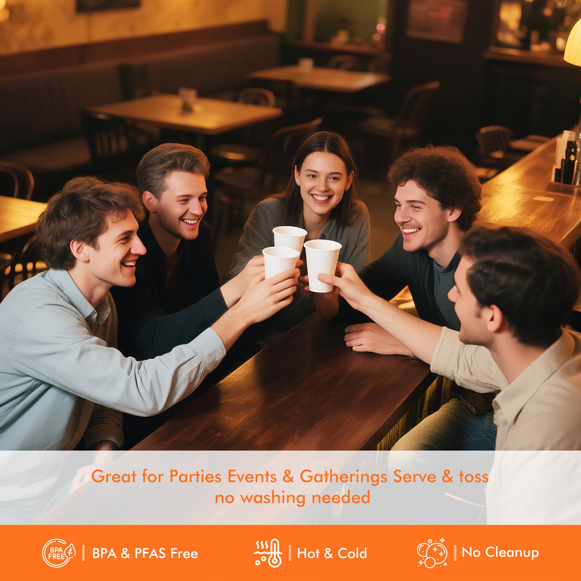 Disposable Coffee Cups with Lids - 100 Pack -8