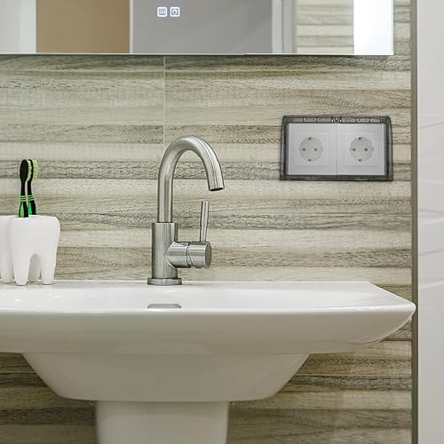 Miniatura 2 de MAGICLULU 2 piezas de cubierta impermeable para toma de corriente de pared transparente, placa de cara de pared, caja de protección de caja a prueba