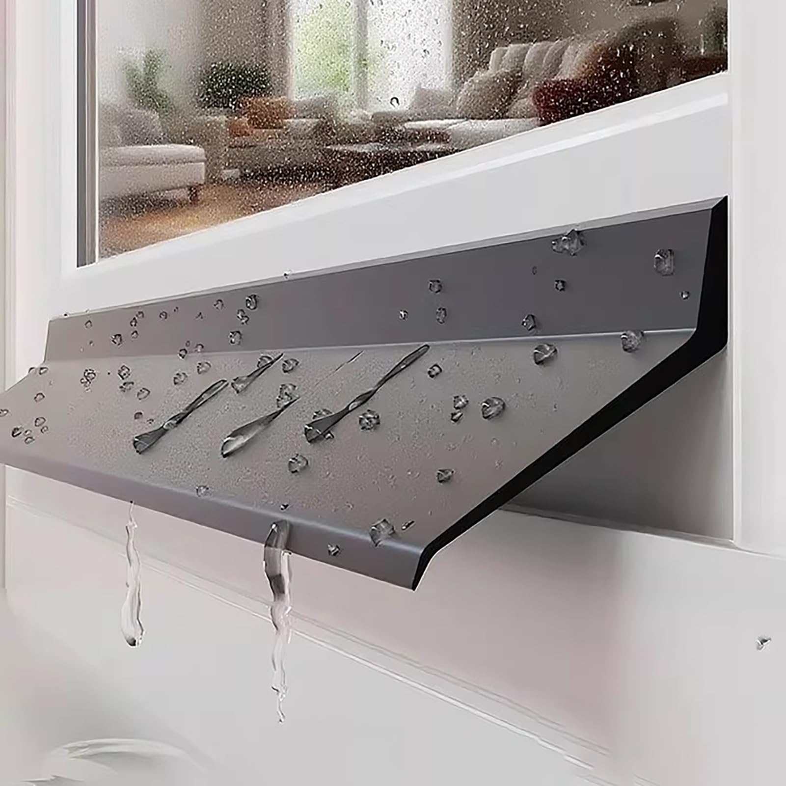 Generisch Fenster-Regenstopper, wetterfeste Türdichtung aus Gummi, 45 mm breit, 3 m lang – Außendichtung für Fensterrahmen und Türkanten, Wassersperre für Fensterbänke