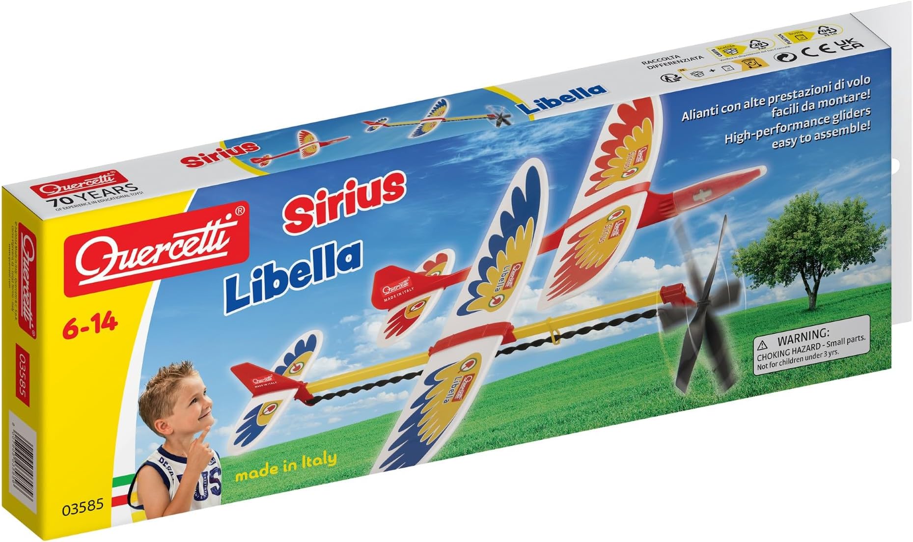 Quercetti - 3585 Sirius + Libella - Gliders Toy - Outdoor Game