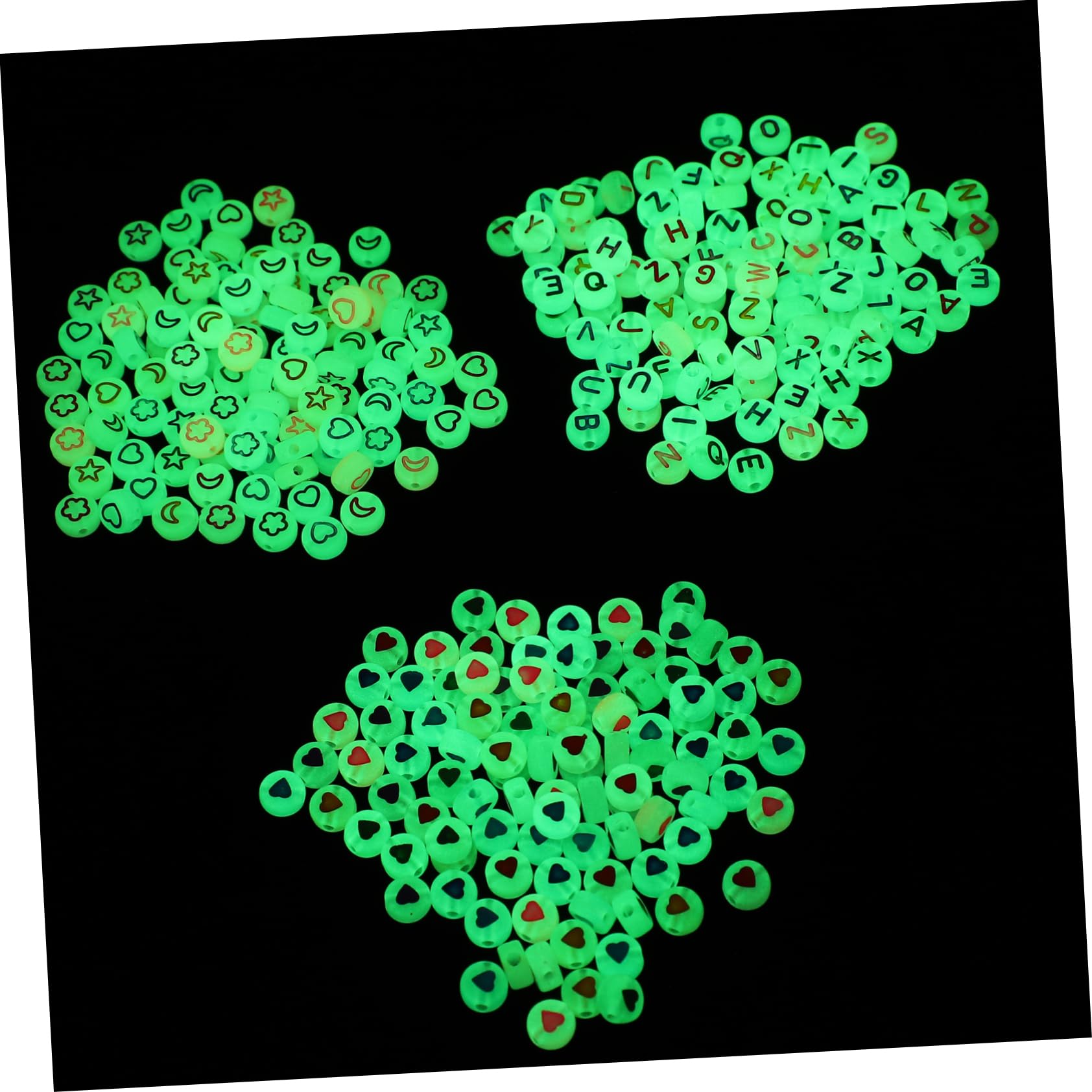4 Piezas 3 Granos Sueltos Oblatos Luminosos Floreros Decorativos Cuentas De Letras Para Pulseras Cuentas Espaciadoras Hilo Claro Brillar En Oscuridad El Plastico Joya Collar