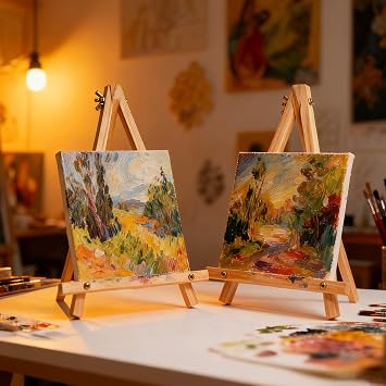 6 Pack 9 Inch Wood Easels, Tabletop Painting Easel Stand