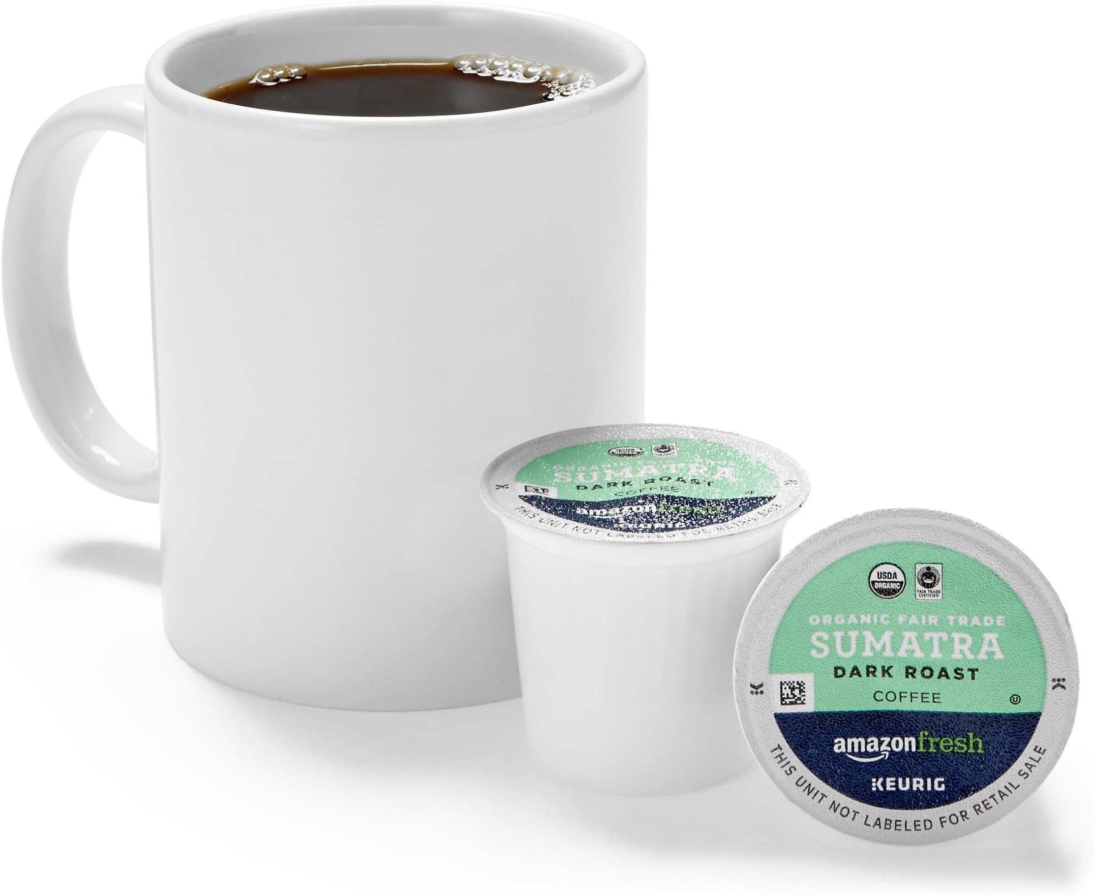 - AmazonFresh 80 Ct. Organic Fair Trade K-Cups, Sumatra Dark Roast, Keurig K-Cup Brewer Compatible