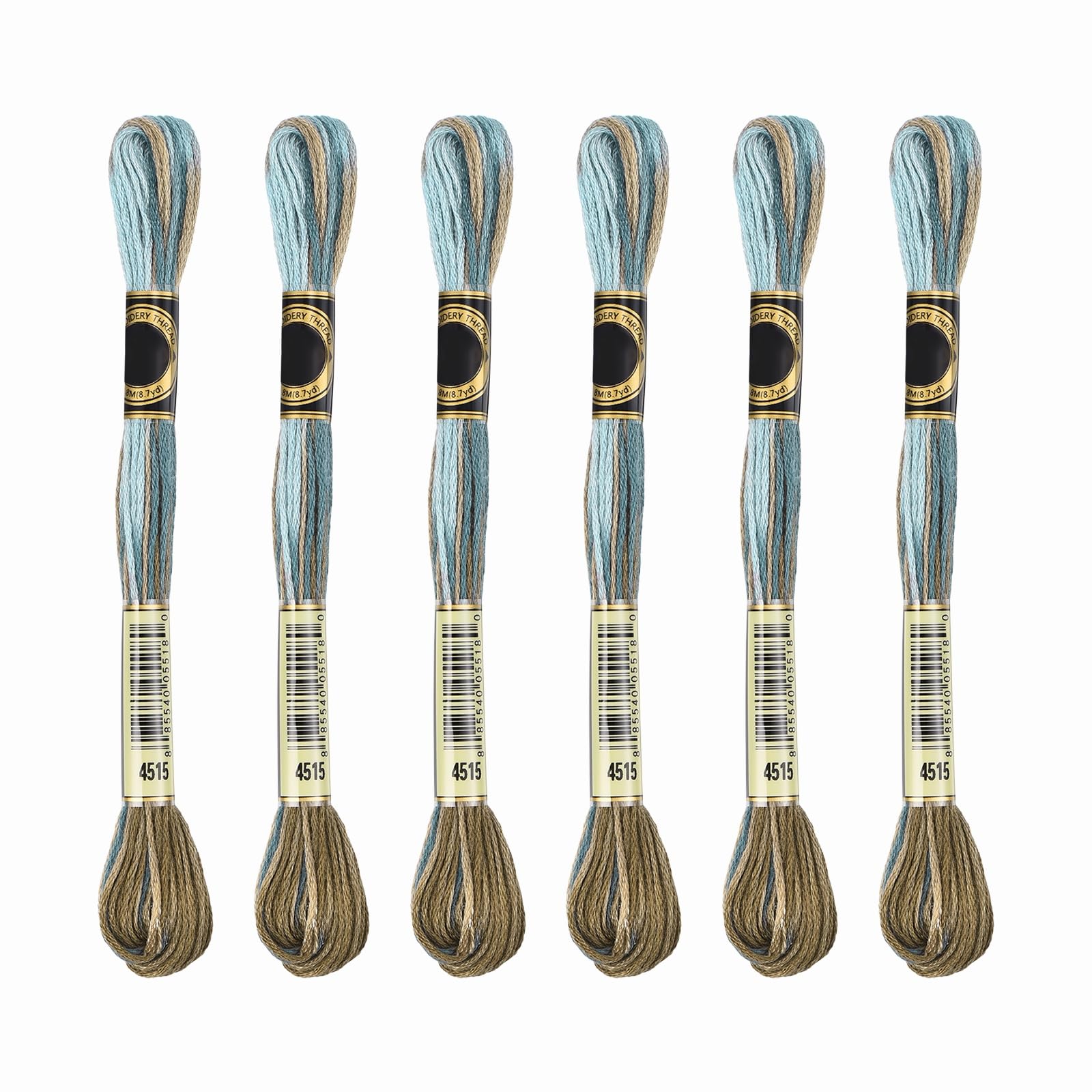 PATIKIL 6 Skeins Embroidery Floss, Gradient Colors Polyester Embroidery Threads Bracelets String for Cross-Stitch Hand Embroidery, Blue Brown — image 1