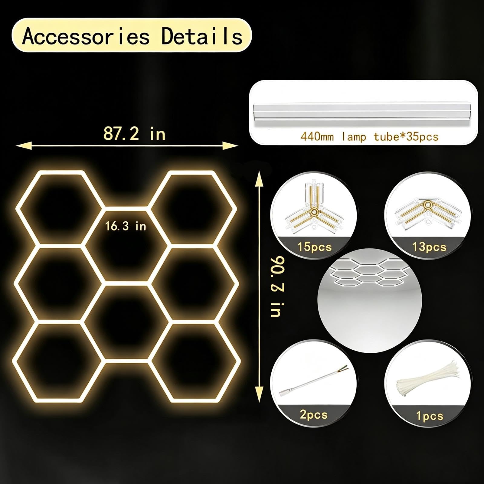 Éclairage De Garage À 8 LED Hexagonales (3000 K -6000 K) | Plafonnier D'éclairage LED Hexagonal, Changement De Couleur, For Atelier, Gymnase, Entrepôt