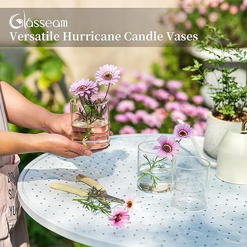 Miniatura 4 de Glasseam Jarrones Cilíndricos para Centros de Mesa, Juego de 6 Jarrones de Vidrio Transparente para Flores, Jarrón Moderno Pequeño para Velas