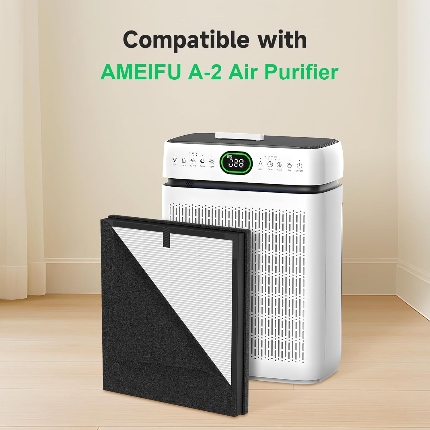 2 Pack A-2 Replacement Filter Compatible with AMEIFU A-2 Air Purifiers, Double-Sided HEPA Filter for Home Large Room Up to 3500 Sq Ft with Washable Filters