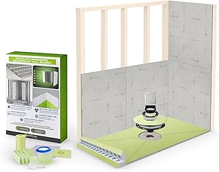 Profilitec Showertec Advanced Waterproof Shower Kit with Sloped 32" x 60" Center Tray, Drain Kit with ABS Flange, Grate in Brushed AISI 304 Finish (STC-SDKABS98IS), STBO122X81 Wall Boards