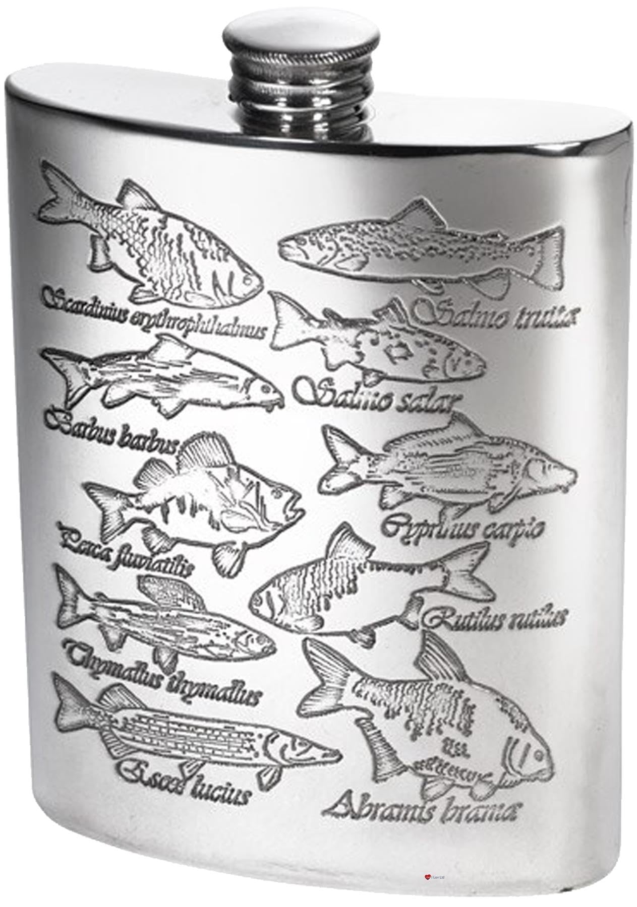 Flacon de hanche de rein en étain 6 oz I LUV LTD avec décor football pour supporters