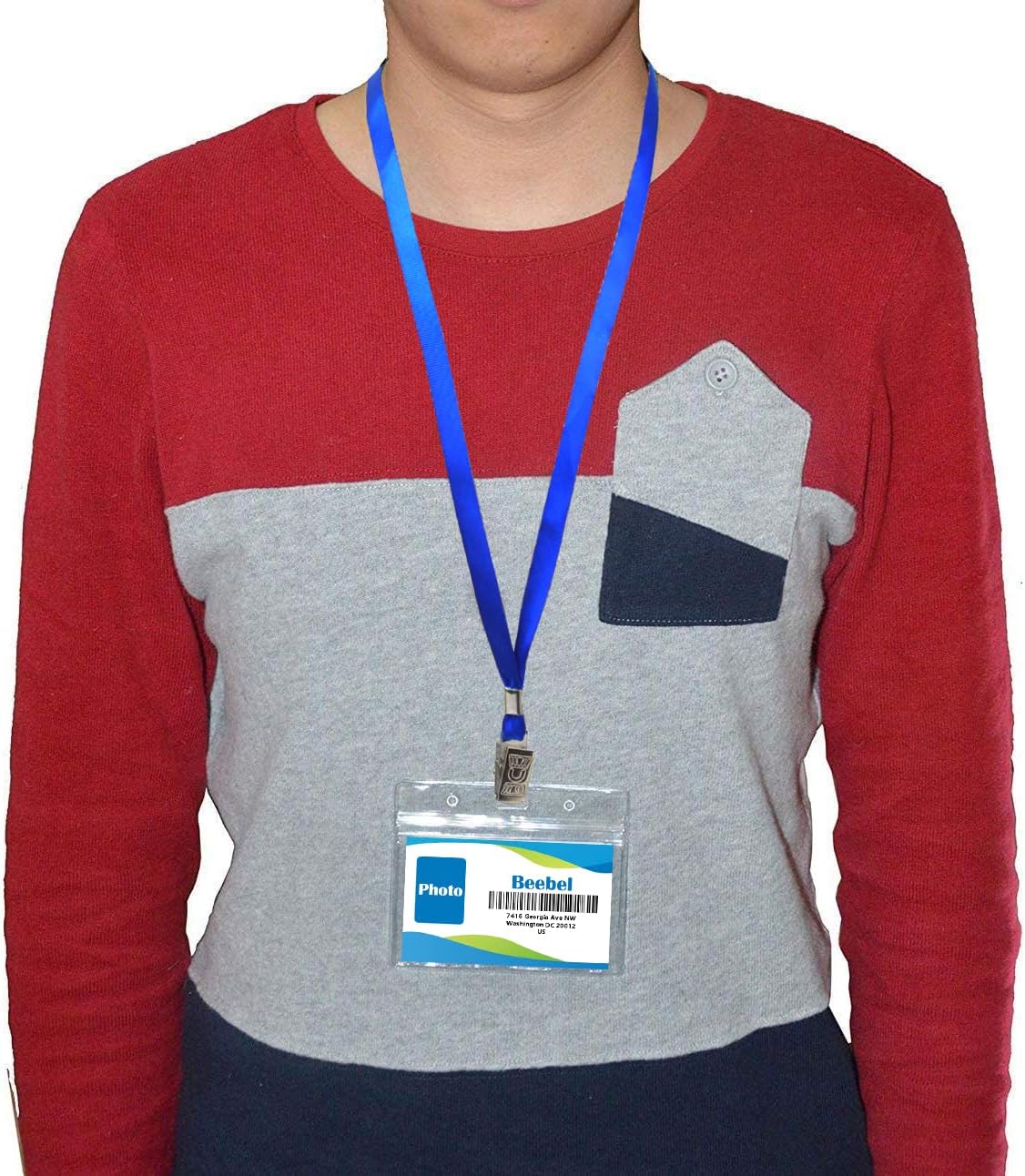 Lanyards with ID Holder 50 Pcs Clear Plastic Horizontal Waterproof Ziplock ID Nametag Holder Bulk Lanyard Clip Name Tag Badge Holder - Image 7