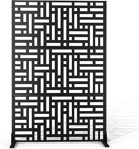 Elevens Pantalla de privacidad de metal para patio al aire libre, paneles decorativos independientes con soporte para terraza, patio, balcón,