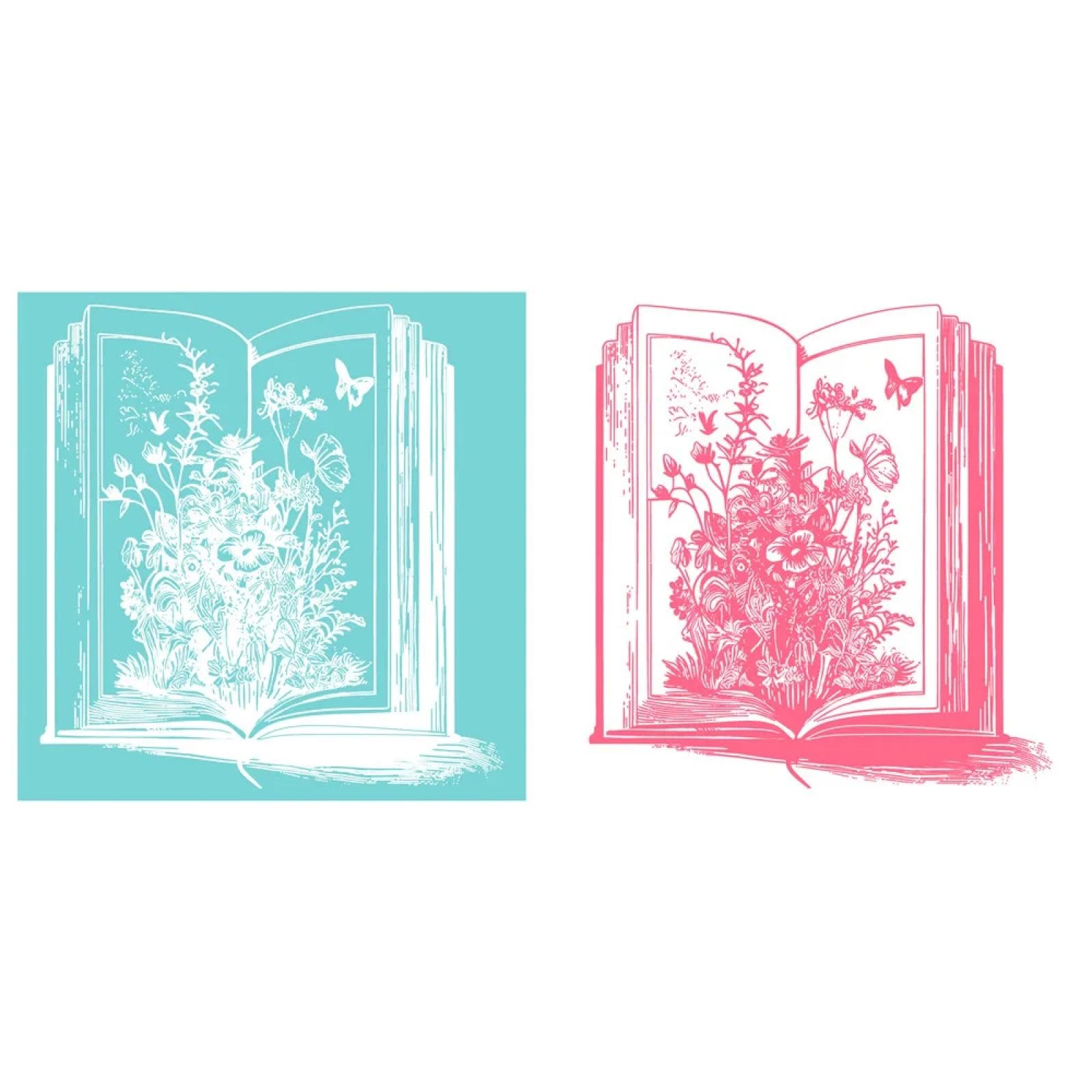 MANGOUSONG Screen Printing Kit,25.2x25.3cm Book Silk Screen Stencils Reusable Silkscreen Print Kit for Printing Handbag Decoration Template Seal Tool