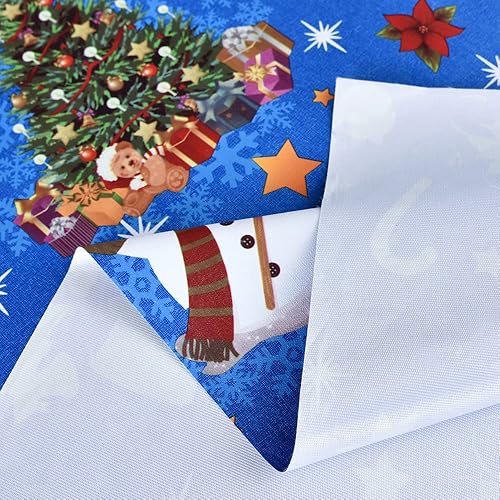Miniatura 4 de Mantel de Navidad rectangular de plástico azul de vinilo azul con muñeco de nieve para fiesta (54 x 108 pulgadas, muñeco de nieve)