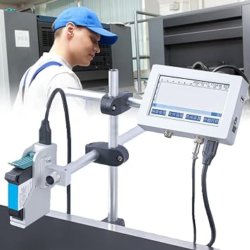 12.7/25.4mm Automatic Coding Machine Expiry Date Printer Online Inkjet Printer Thermal Inkjet Printer, for Production Date/Logo/Picture/QR-Code/Barcode/Batch Number,12.7mm