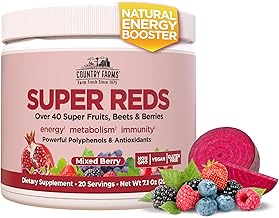 COUNTRY FARMS Super Reds, Energizing Polyphenol Superfood, 48 Super Fruits and Berries, Powerful Antioxidants and Polyphenols, Supports Energy, 20 Servings, Mixed Berry Flavor