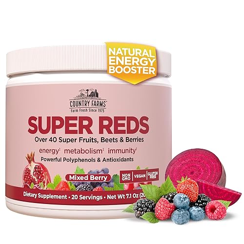 COUNTRY FARMS Super Reds, Energizing Polyphenol Superfood, 48 Super Fruits