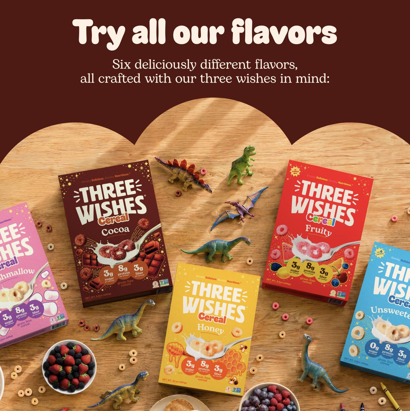 Three Wishes Gluten Free Protein Cereal, Grain Free, Vegan, Cocoa 6pk image 5