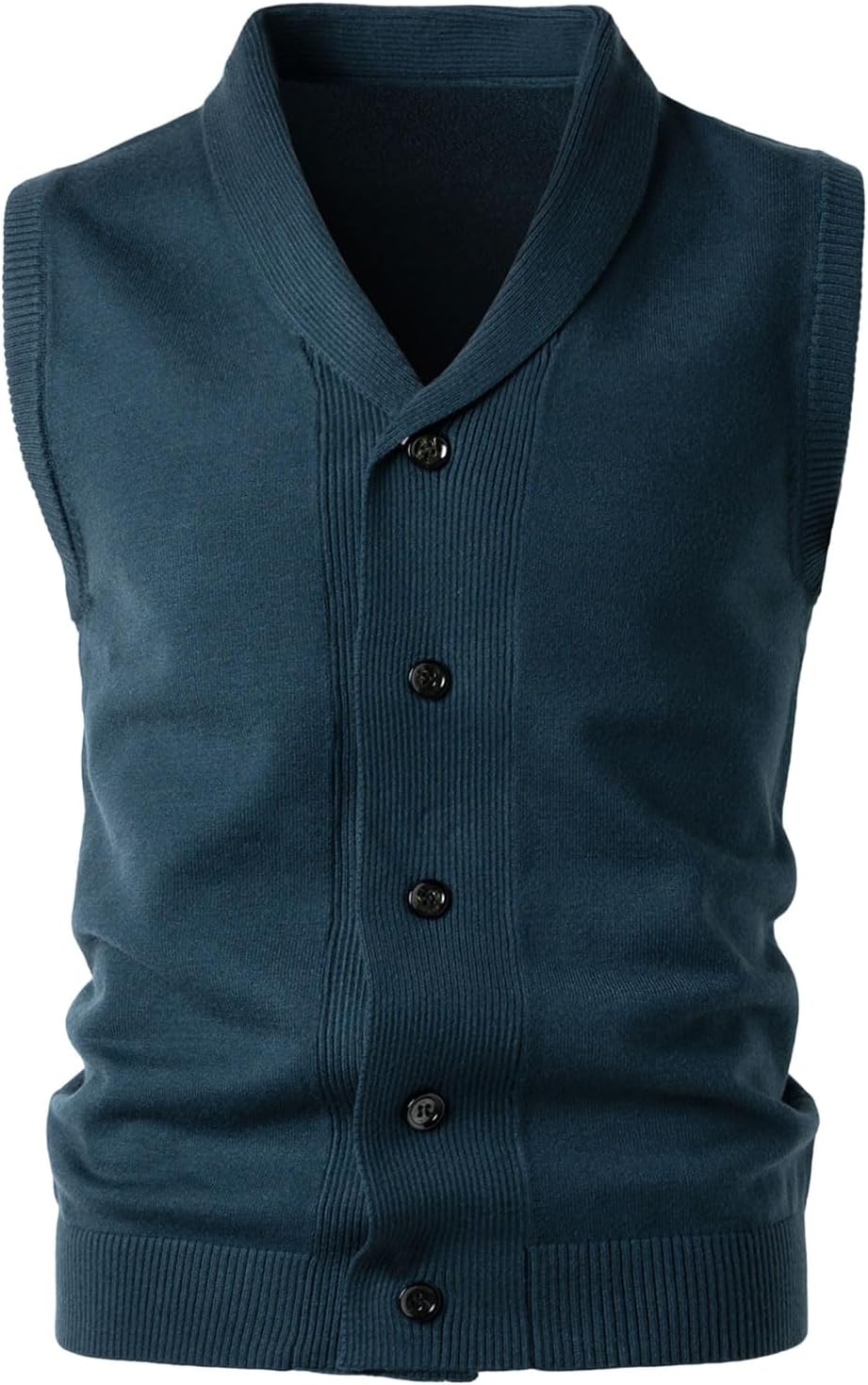 Men's Sweater Vest Shawl Collar Sleeveless Cardigan Knitted Waistcoat with Buttons