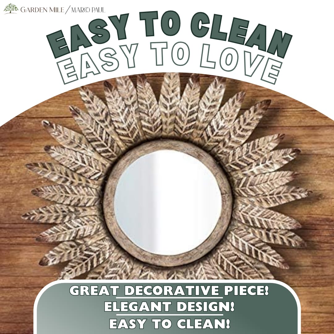 Miroir Mural Bohème En Plumes – Miroir Rond Décoratif Vintage En Métal, Style Minimaliste Élégant Pour Salon, Chambre Ou Café