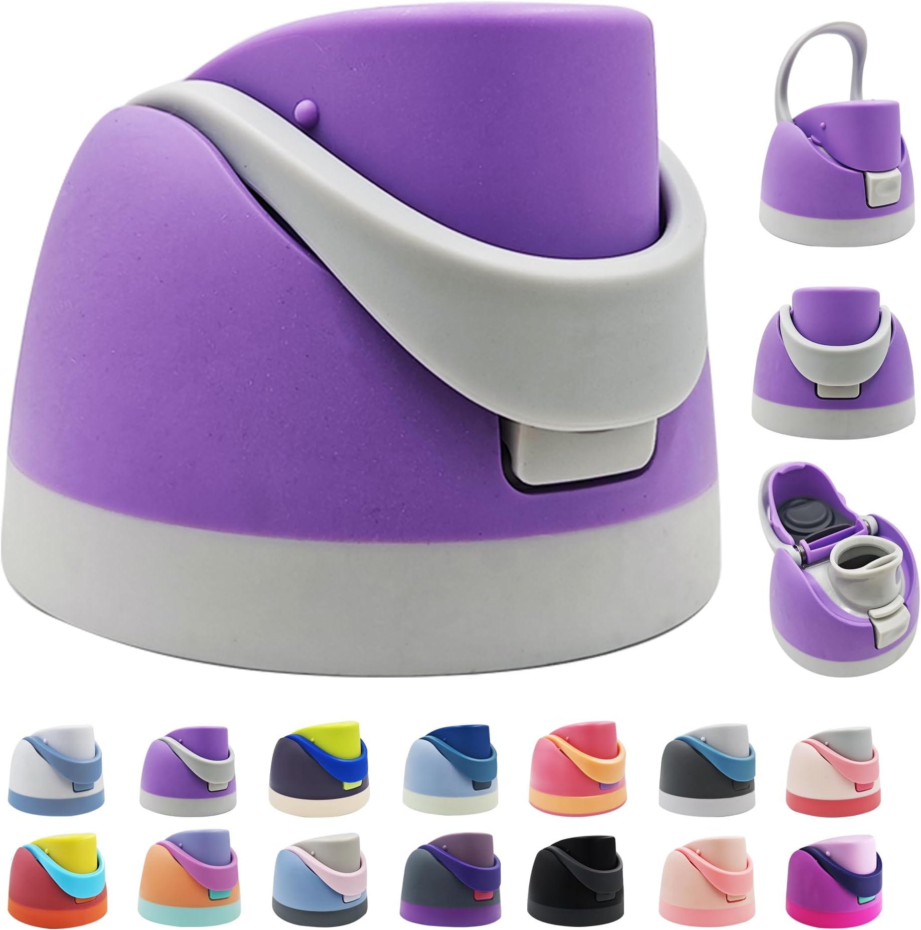 Replacement Cap for Owala Freesip,One Button Water Bottle Top Lid Compatible with Owala Cup 16oz 24oz 32oz 40oz, BPA-Free Replacement Lid Accessory for Owala Free Sip(Purplish Gray 1)