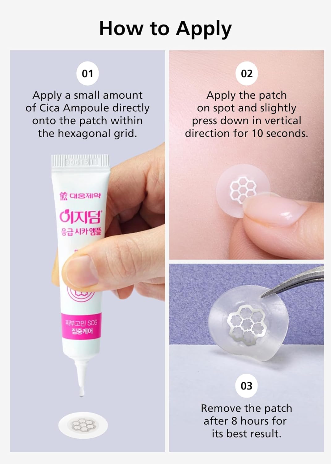 EasyDerm Quick Calming Magnesium Patches – 30 Patches Bulk Pack, Individually Wrapped Acne Care, Includes Tweezers & Ampoule, Korean Skincare, Made by Daewoong Pharmaceutical