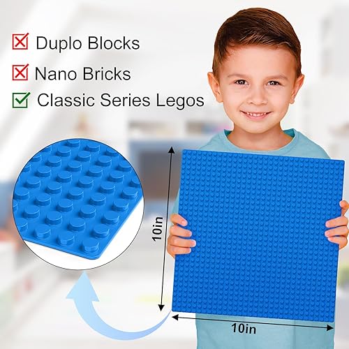 Miniatura 66 de Placas de base clásicas, paquete de 10 ladrillos de construcción grandes de 10 x 10 pulgadas, compatibles con todas las principales marcas, regalo
