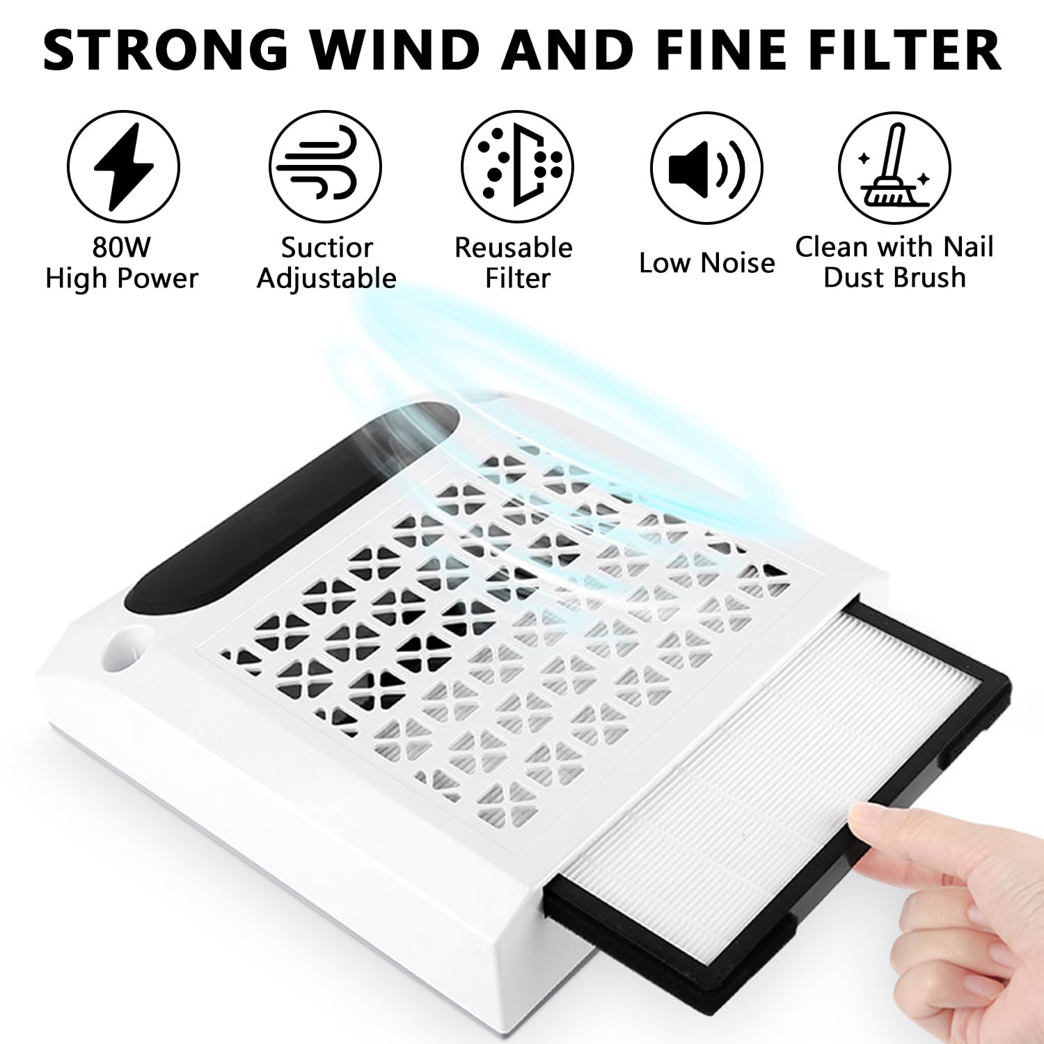 Elektrischer Nagelfräser, Professionell 4-in-1 Manikure- Pedikure-Set, mit 80W Absaugung & waschbarem Filter – 30.000 RPM Profi Nagelknipser mit LED-Lampe, für Pediküre & Maniküre