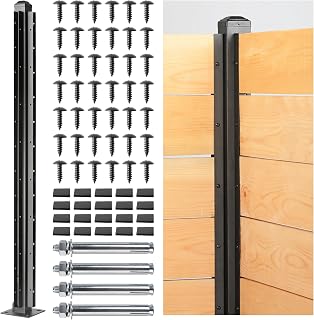 4ft (H/48in) Heavy Duty Fence Post - Corner Post for Outdoor Patio, Backyard and Garden Privacy Fence (1pack-Matte Black)