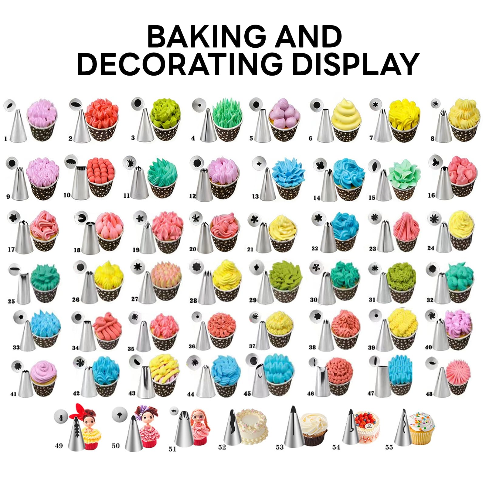 120 pcs Poche a Douille Patisserie, Douille Patisserie Inoxydable avec Cuillères Doseuses, 50 Poche a Douille pour Gâteaux, Cupcakes, Biscuits et Crème