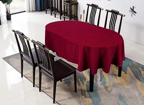 Miniatura 5 de Grelucgo Mantel de color arándano sólido con dobladillo (ovalado 54 x 72 pulgadas)