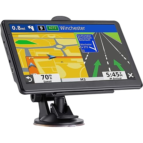 GPS Navigator for Car, 2026 Map 7 inch Touch Screen Car GPS 256-16GB,Voice Turn Direction Guidance, Support Speed and Red Light Warning, North America Lifetime map Free Update Truck(Brown)