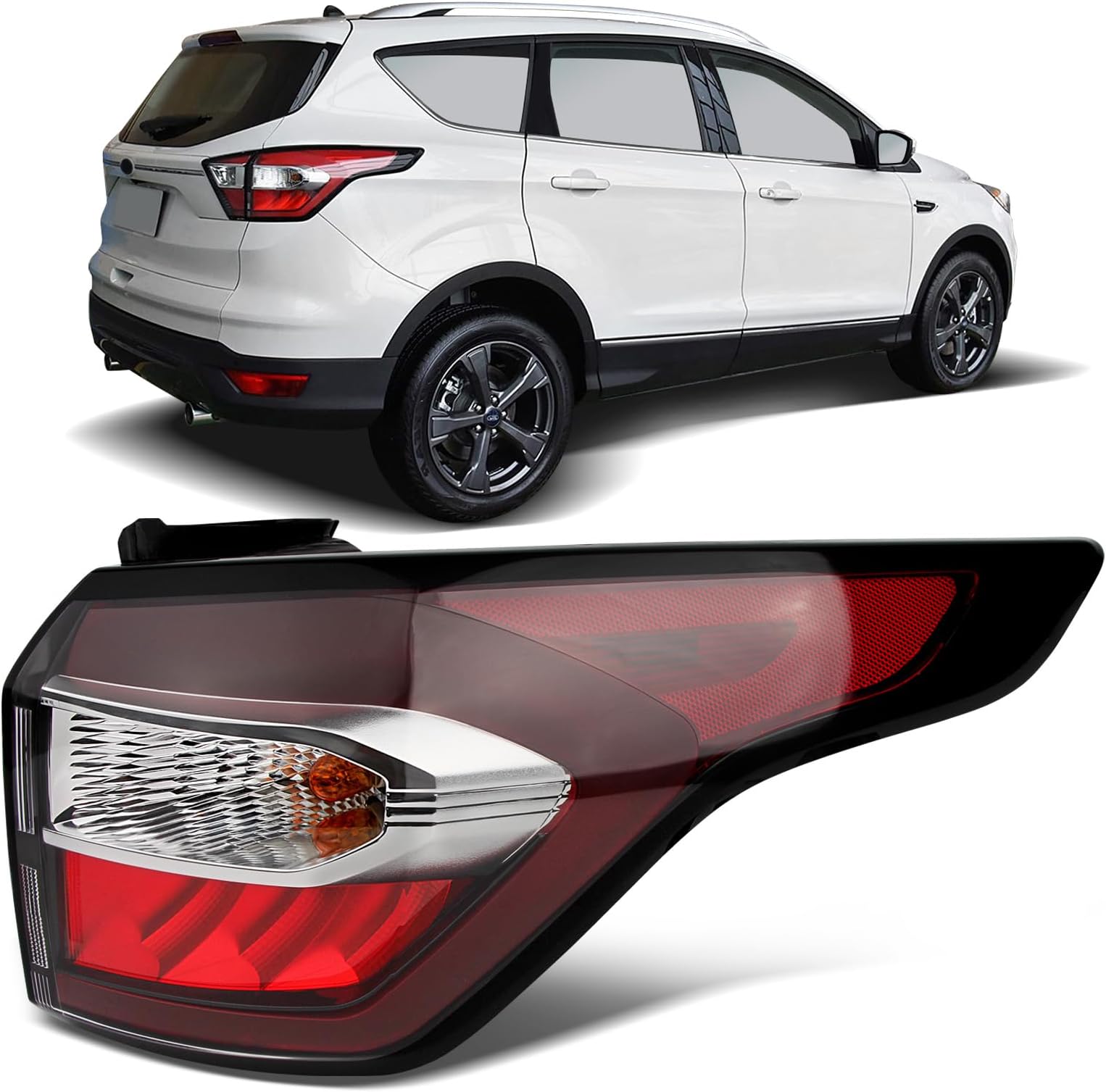 Tail Lights Assembly with Light Bulb and Harness Compatible With 2017 2018 2019 Ford Escape Taillight Rear Brake Lamp Signal Assembly (Right Passenger Side)