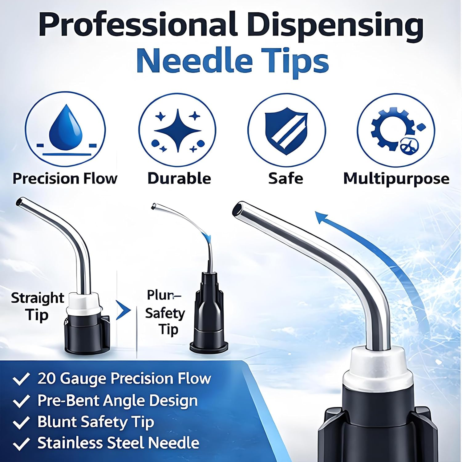 300 Pcs Bent Dispensing Tips Dispensing Needles Dental Pre Bent Flow Needle Blunt Tips Disposable Dental Irrigation Needle for Oil or Glue Applicator