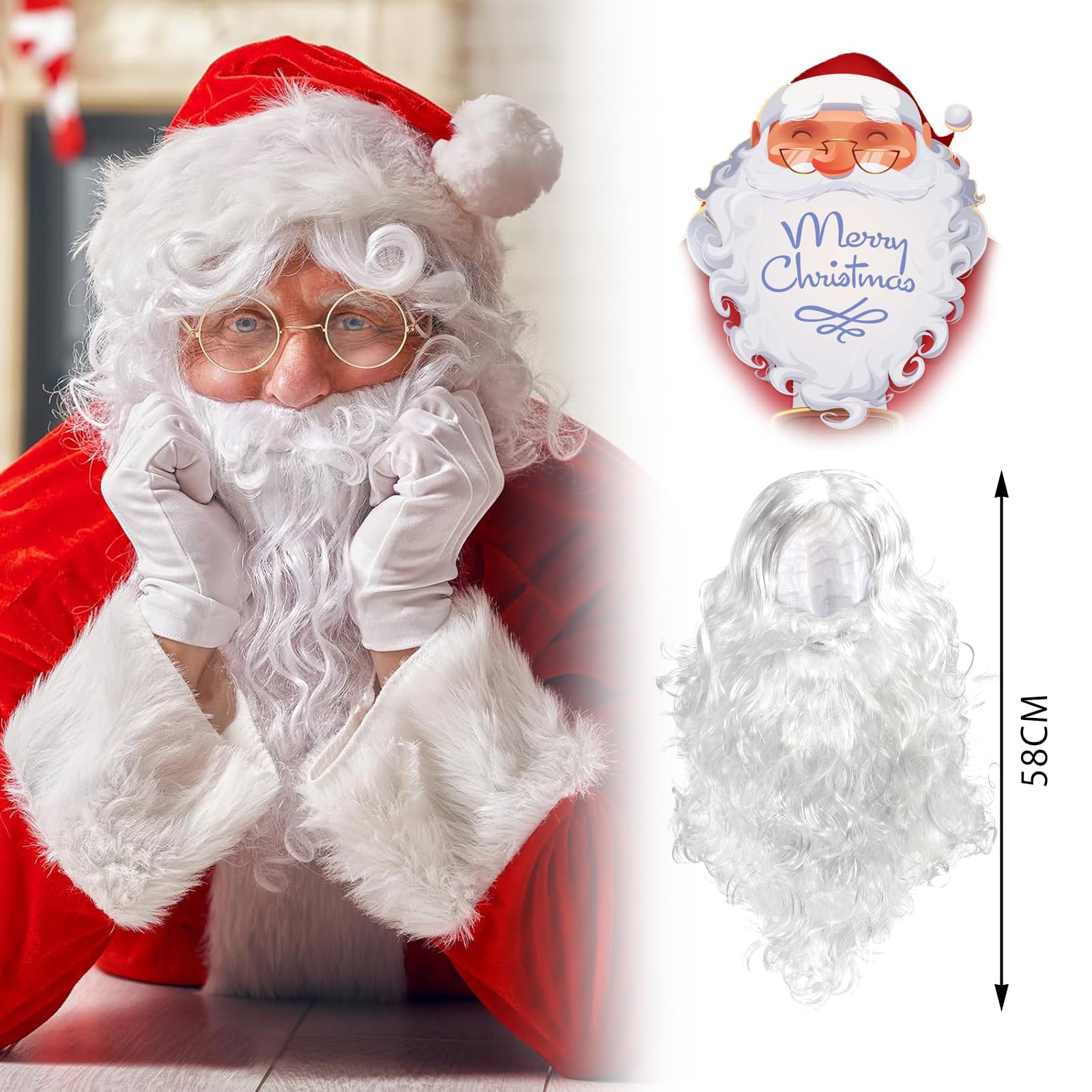 Amazon.co.jp: デコ出しカツラタイプ サンタ 髭 2個入り（髪+ひげ