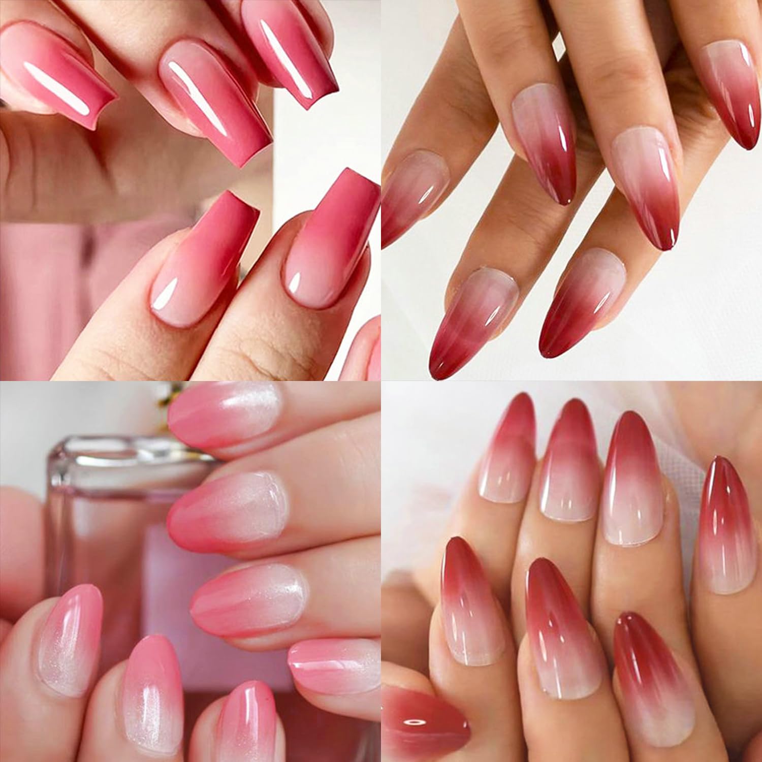 Red Nail Pigment Powder Kit 16 Grids Gradient Chrome Nail Powder for Nails Art Design DIY Neon Pink Manicure Glitter Powder Dust with Tools