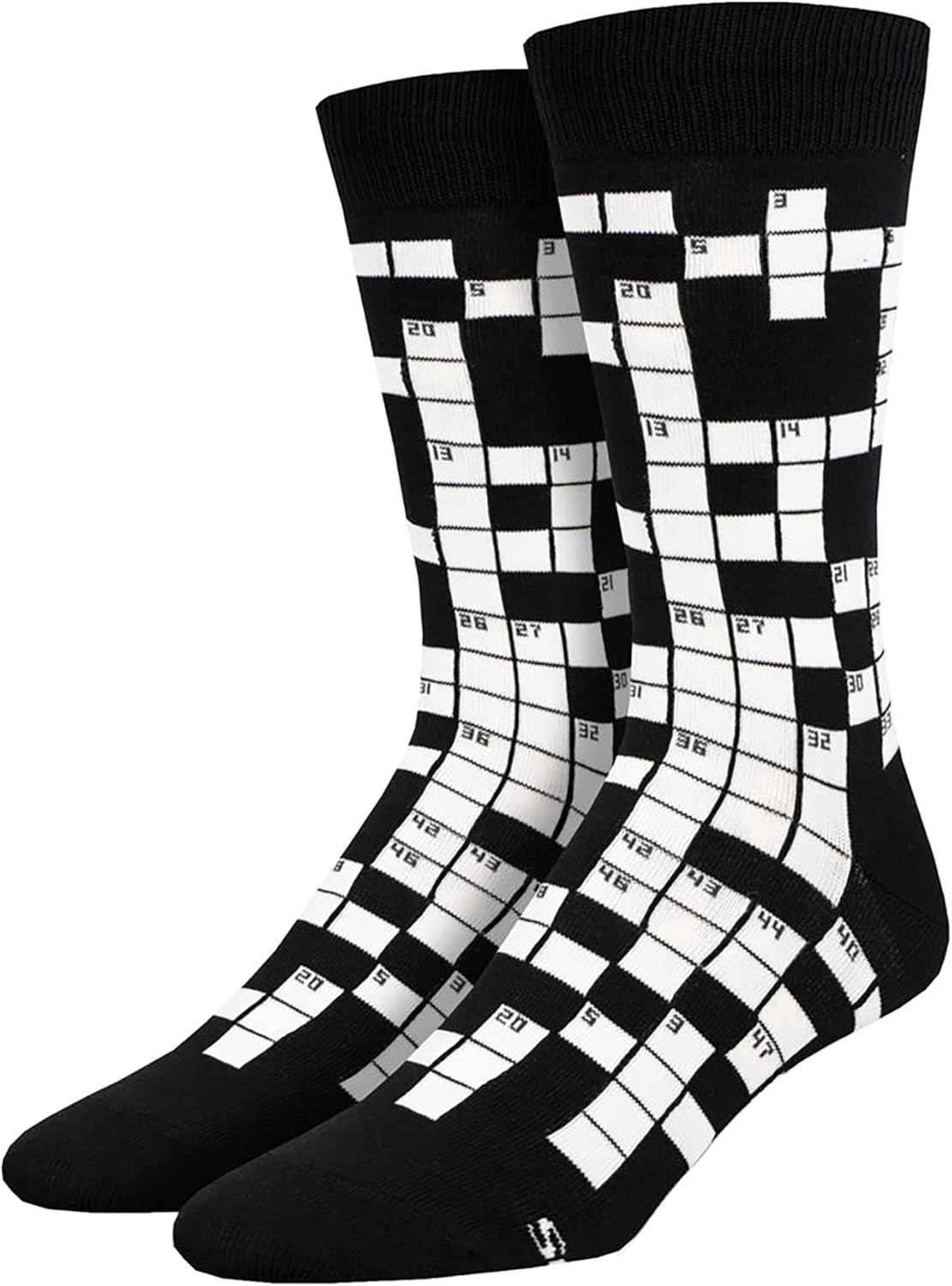 Socksmith Men's Men's Sunday Crossword Crew Socks, black