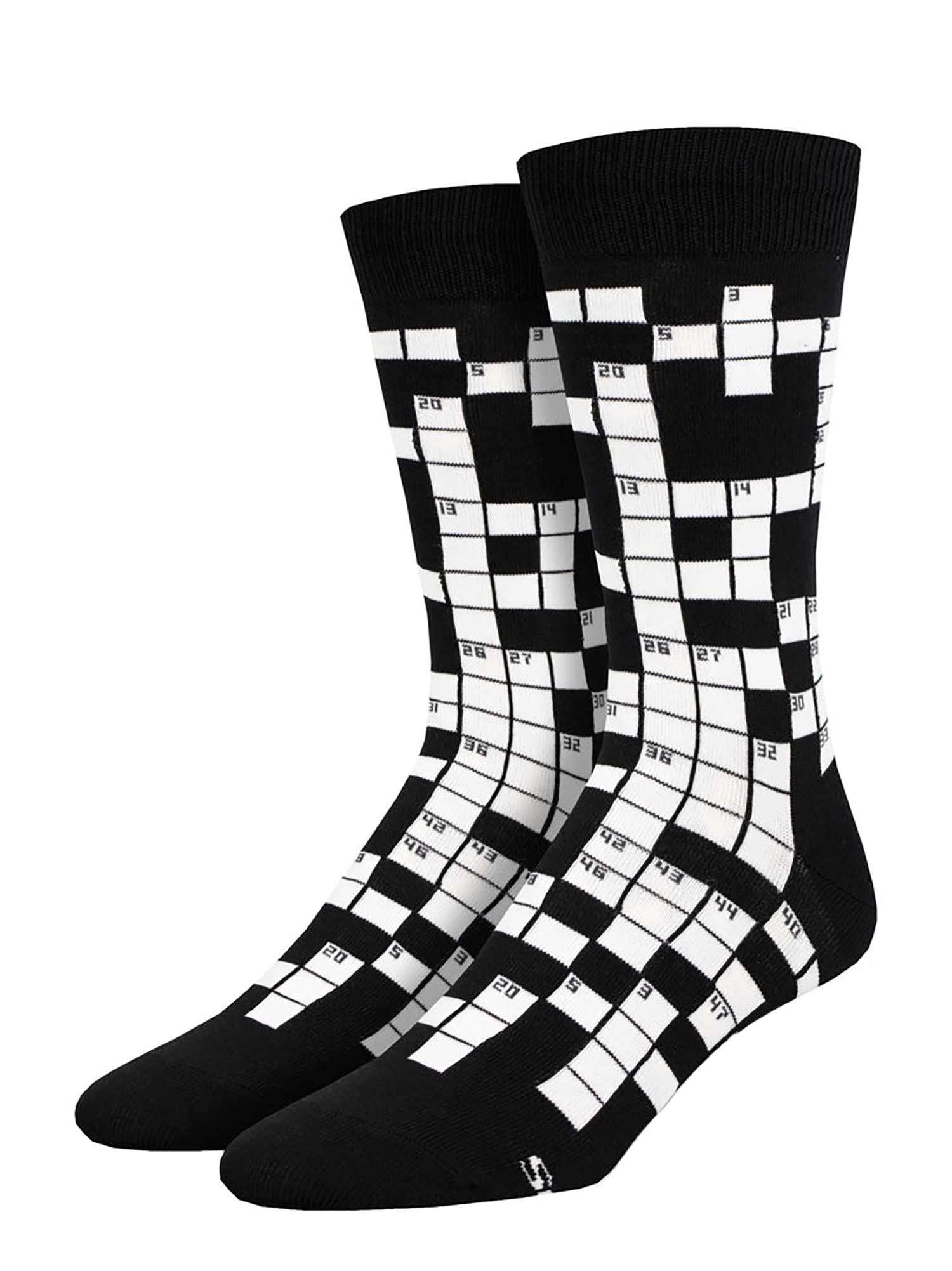 Socksmith Sunday Crossword Black 10-13 (Men's Shoe Size 7-12.5), Black, 10-13 (Men's Shoe Size 7-12.5)
