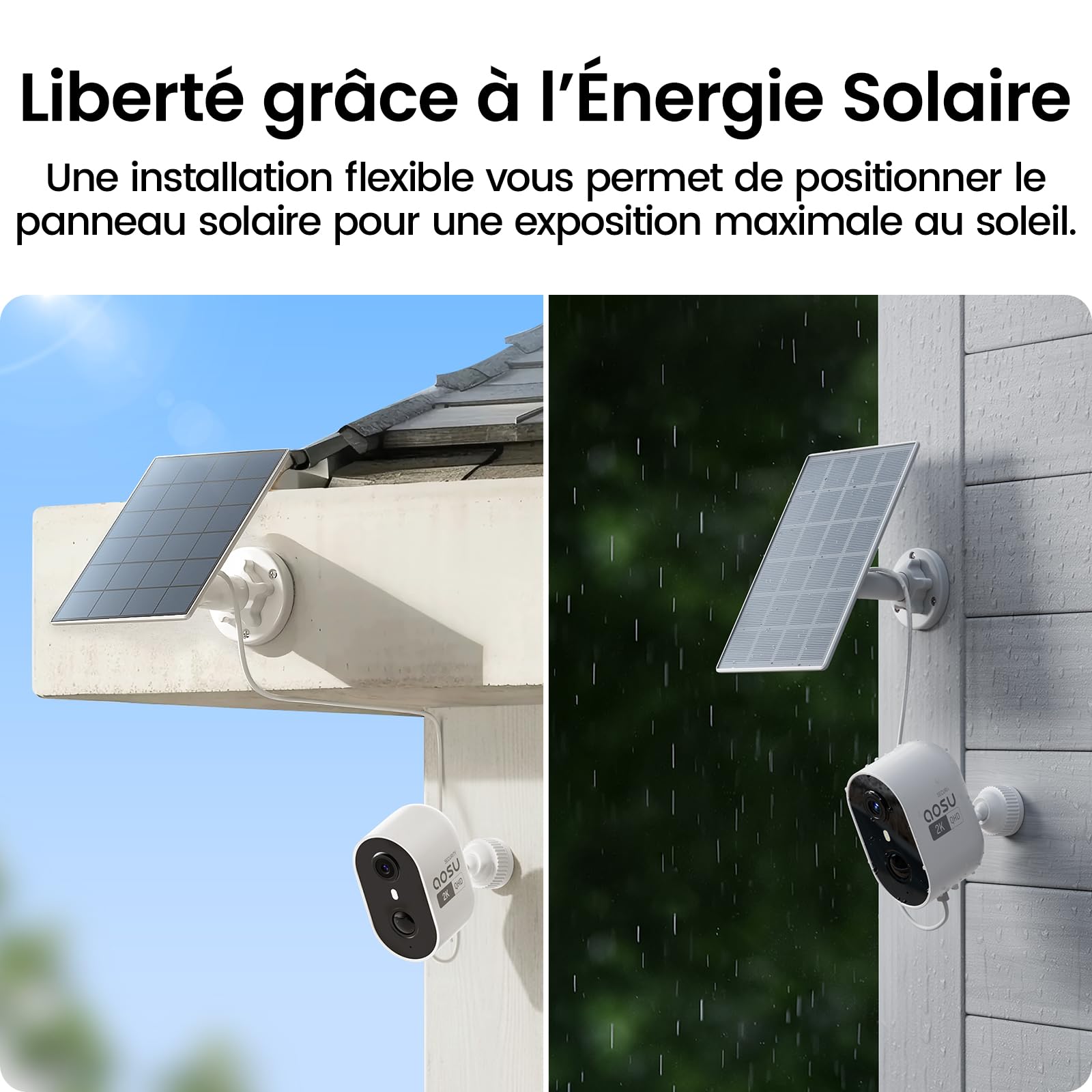 aosu 2K Camera Surveillance WiFi Exterieure sans Fil Solaire, Kit 4 Cam + aosuBase 2.0, sans Abonnement Requis, Extensible Jusqu’à 1 to, Vision Nocturne Couleur AI PIR Détection Suivi Inter-Caméras