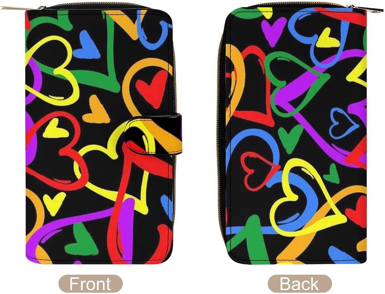 Gay Pride Rainbow Long Wallet 12 Slots Large Capacity Purse Multi-functional Purse Snap Leather Wallet image 3