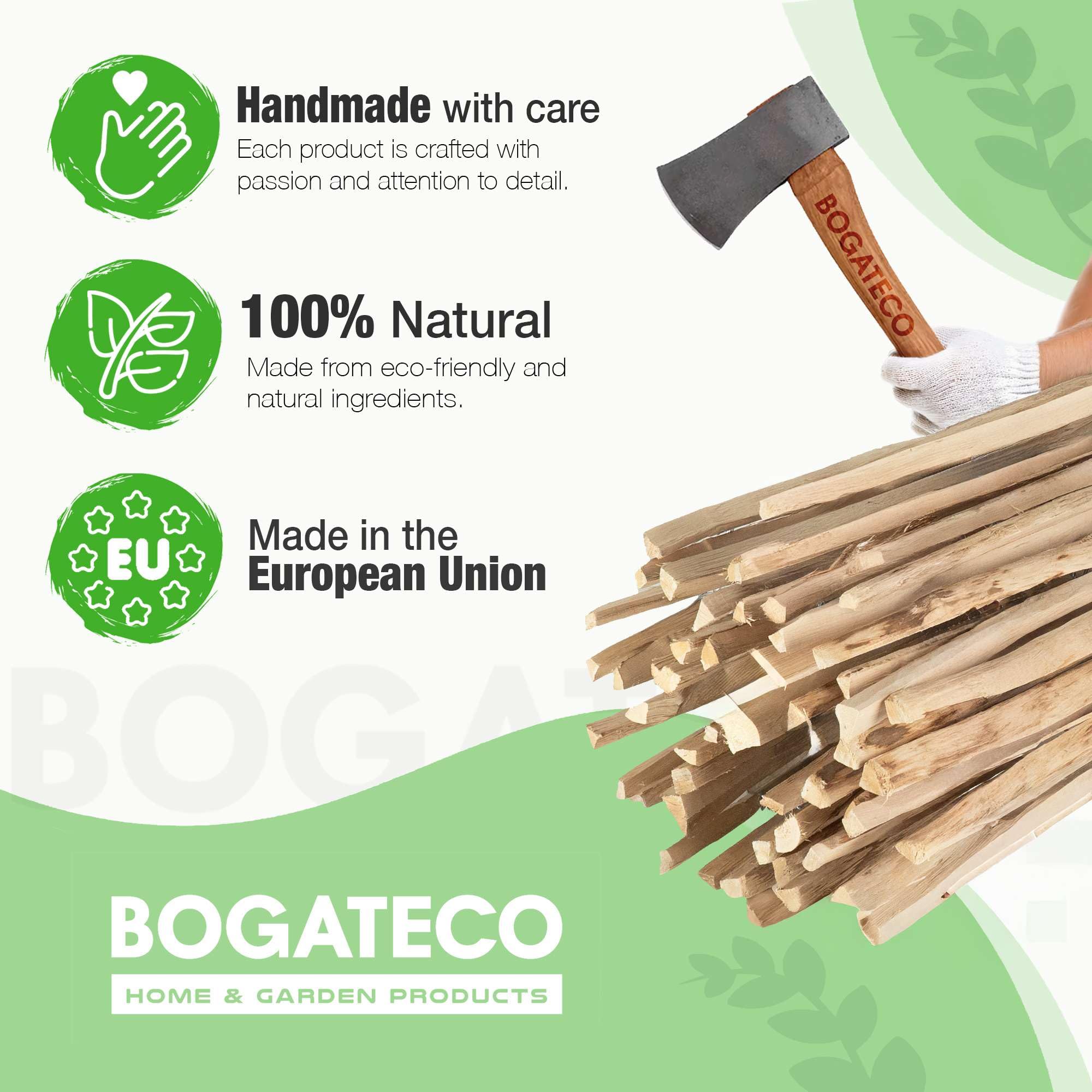 BOGATECO 3 vallas de jardín de madera de avellano, 90 cm x 20 cm, borde de césped, valla de madera, valla de estacas, valla de estacas, cercas para arriates, valla de inserción, perfecta como borde de