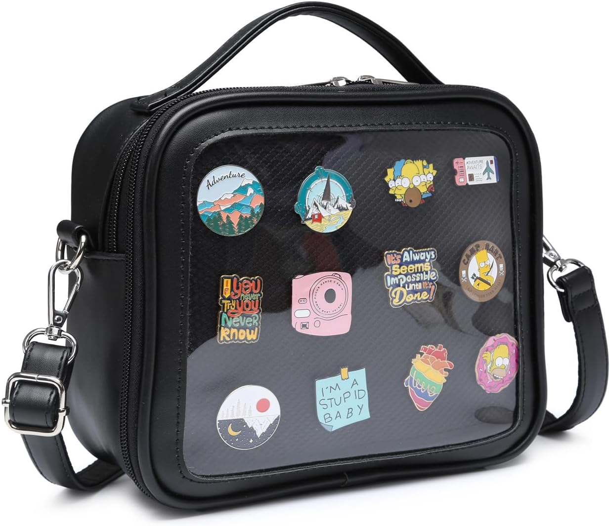 RAINBOW SMILEIta Bag Kawaii Crossbody Purse Bag Messenger Clear Shoulder Bags Pin Display Bag