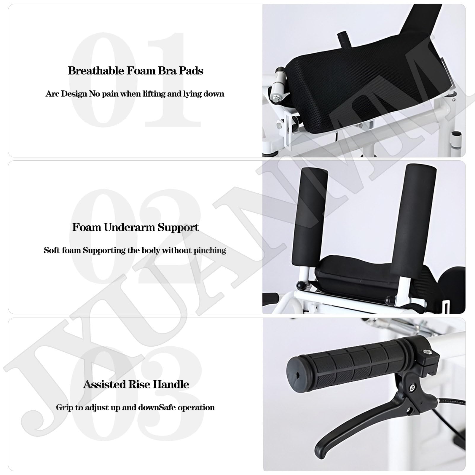 Silla de traslado de Pacientes para Uso doméstico, Silla elevadora hidráulica para Pacientes, Adecuada para Personas discapacitadas, con Asiento Dividido a 180°, cuña y cojín, 440 LB Black