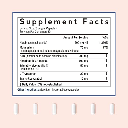Vista 2 de Doctor's Recipes Suplemento NAD, ribósido de nicotinamida, resveratrol, alternativa NMN para antienvejecimiento, con glicinato de magnesio