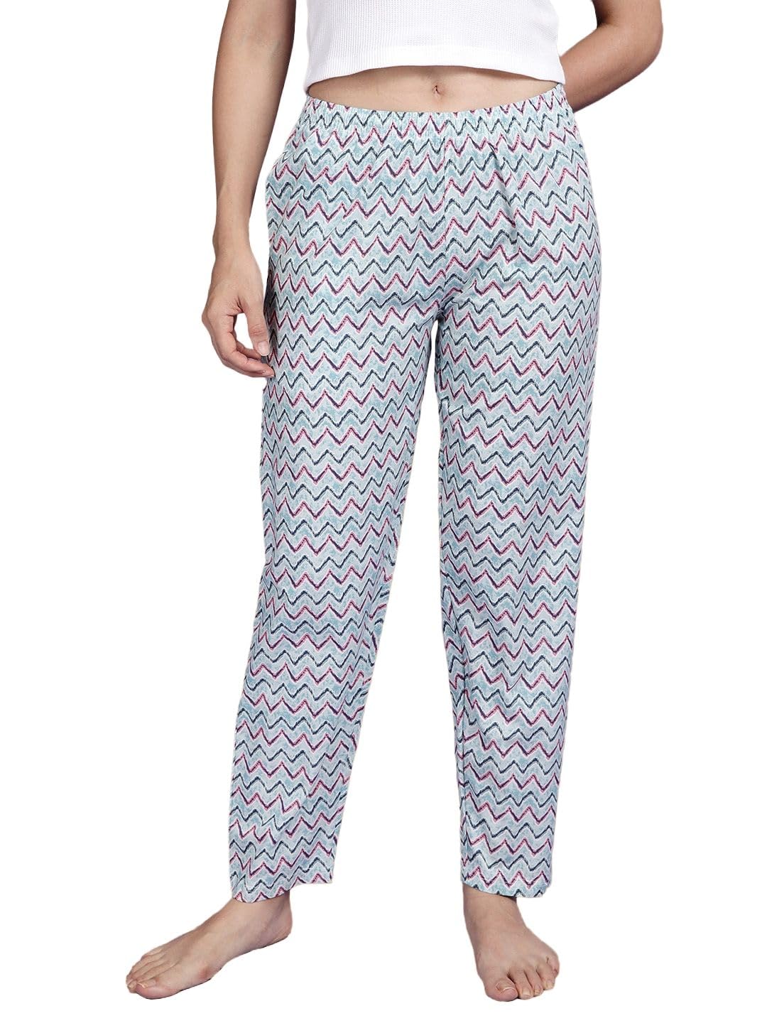 esplendido Women pyjama pure cotton relaxed fit loungepant nightpant with side pocket and adjustable waist(Blue;XXL)-picture-44