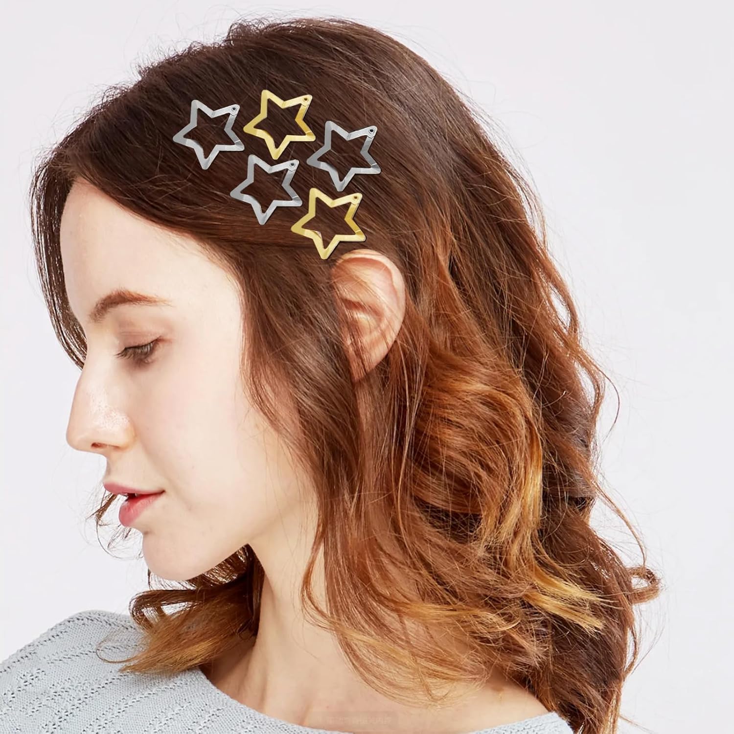 Star Hair Clips 2000s Y2K Snap Hair Barrettes Non Slip Star Hair Accessories Gold Silver Metal Hair Clips for Girls Women -30 PCS 1.18" - Image 5